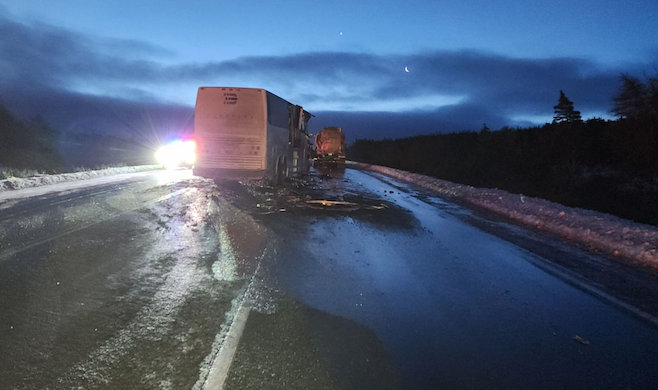 UPDATE: Fuel spills on TCH near Long Harbour turnoff after bus collides  with tanker truck – NTV