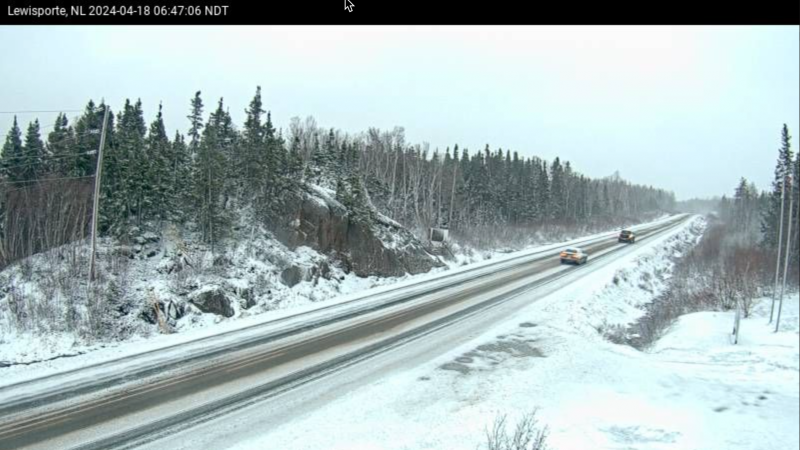 Snow-covered roads in central Newfoundland